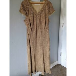 Studio M Vintage 90s Boho Earthy neutral Cottagecore Scallop Trim lagenlook midi